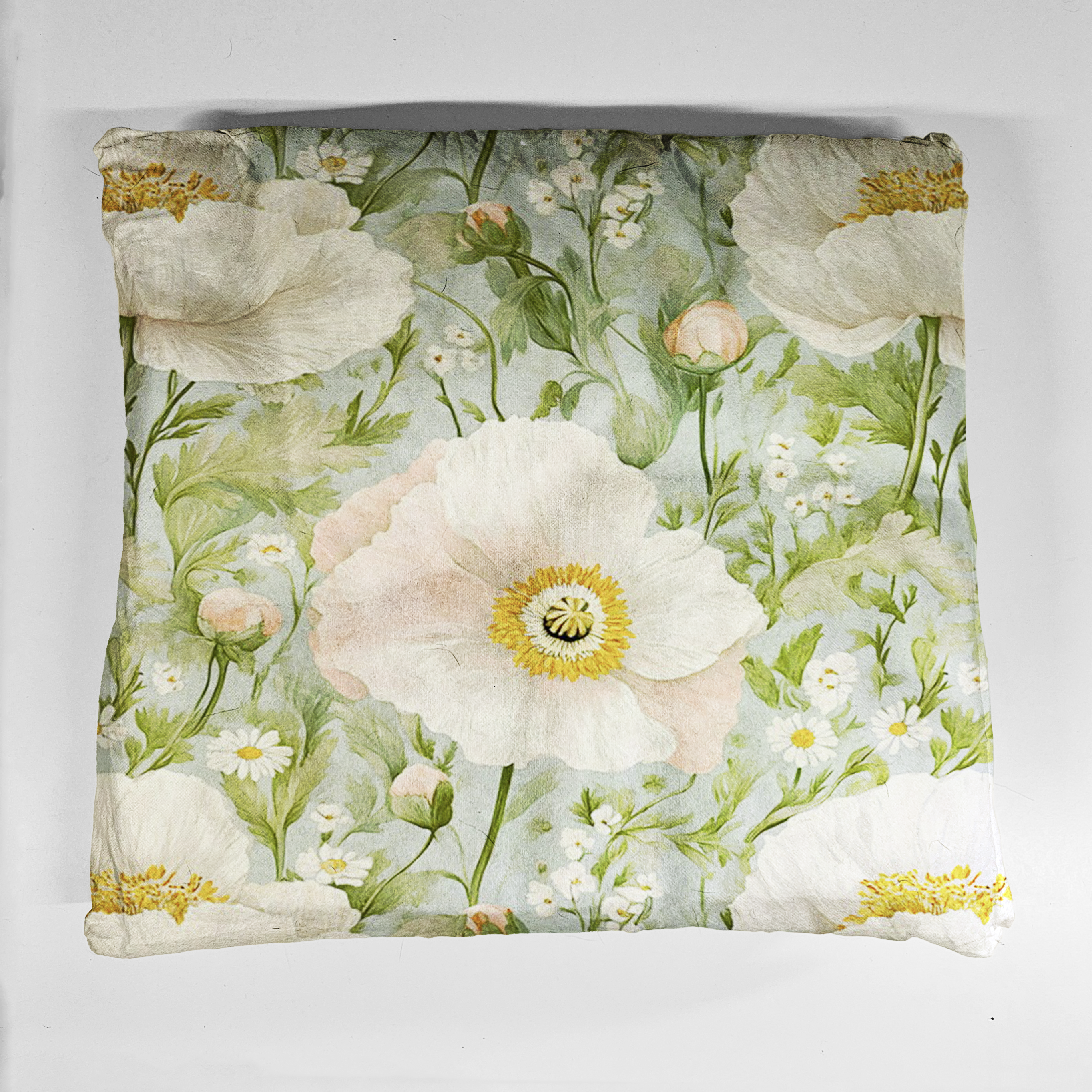 białe maki poduszka