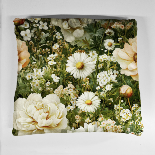 poduszka jasne kwiaty na zielonym