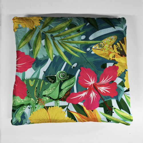poduszka kameleony w kwiatach
