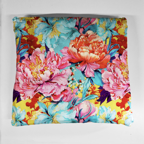 poduszka roz turkus piwonie